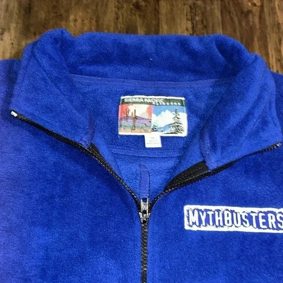 VTG MYTHBUSTERS sierra pacific outdoors blue fleece zipper jacket coat Size 2XL - Picture 6 of 11